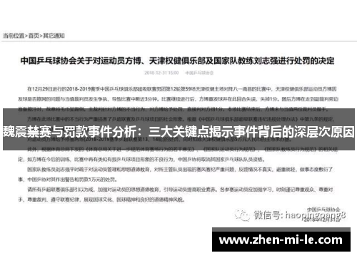 魏震禁赛与罚款事件分析：三大关键点揭示事件背后的深层次原因